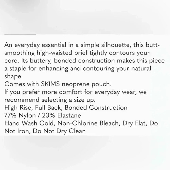 SKIMS - NWT BONDED HIGH WASTED Brief Sz M Color Onyx - Picture 7 of 10